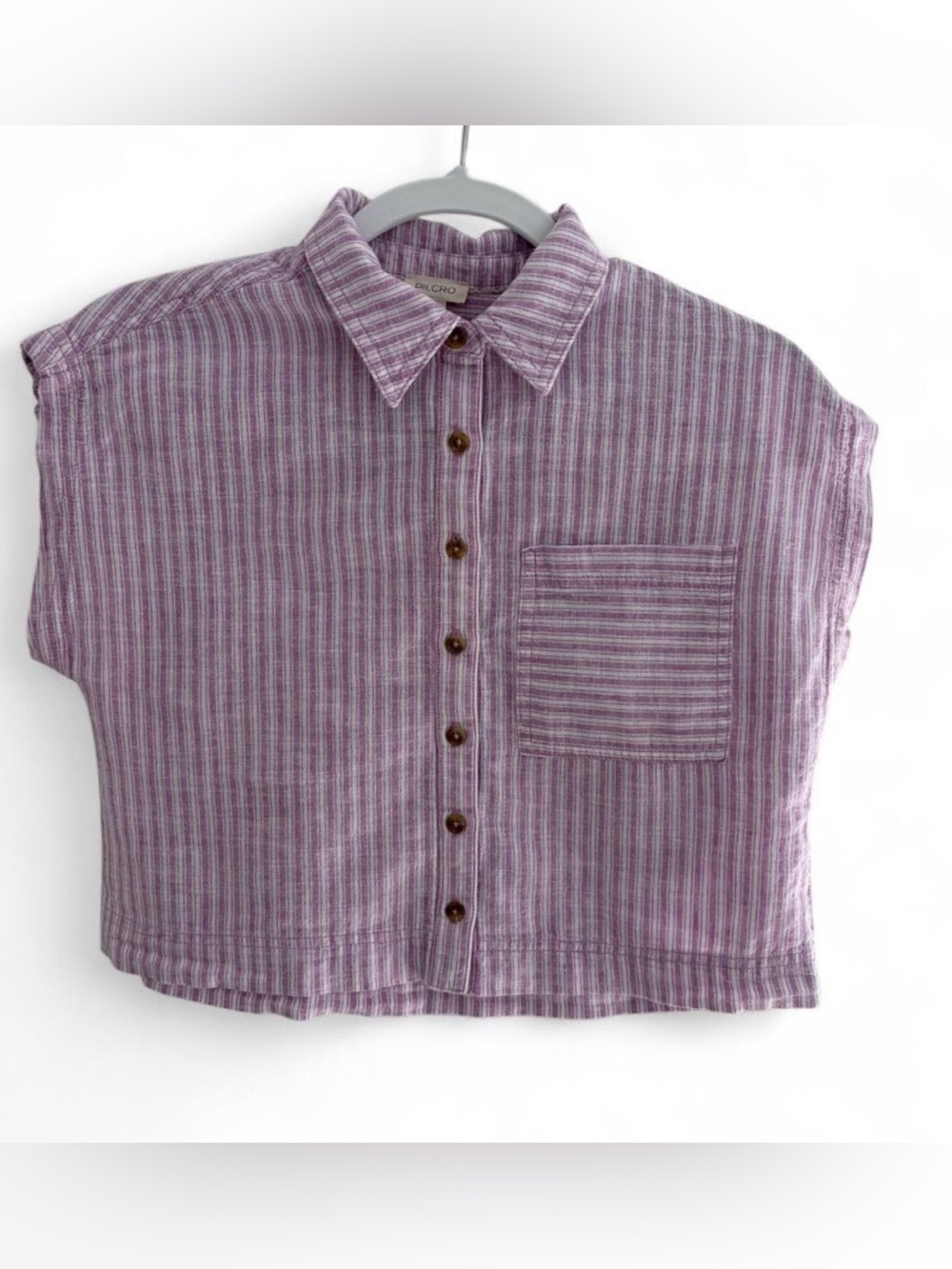 Pilcro Linen Blend Wedge Cropped Blouse from Anthropologie